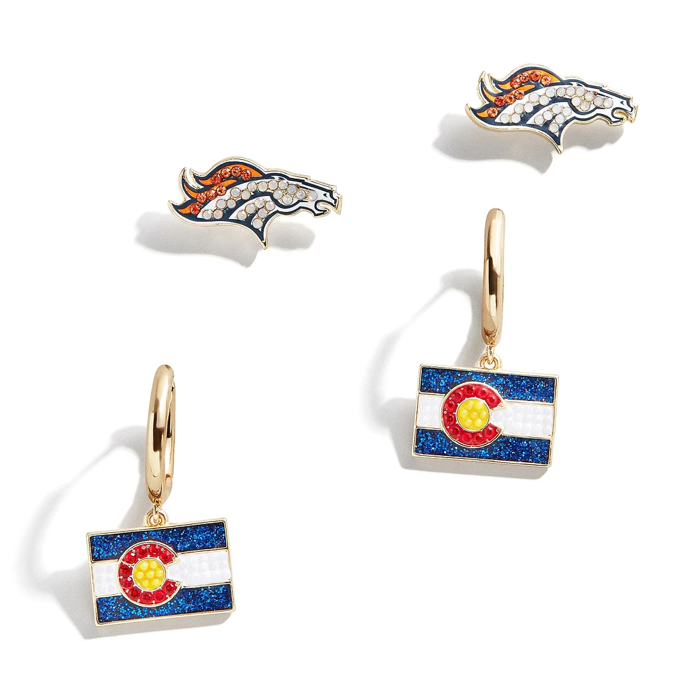 Lot de deux boucles d'oreilles BaubleBar Denver Broncos