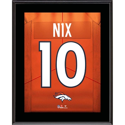 Plaque de joueur sublimée avec numéro de maillot des Denver Broncos de 10,5" x 13" de Bo Nix
