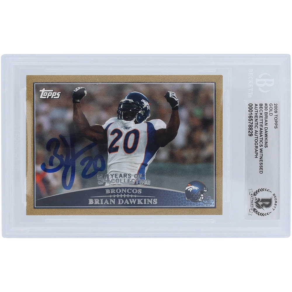 Brian Dawkins Denver Broncos Autographed 2009 Topps Gold #30 #/2009 Beckett Fanatics Witnessed Authenticated Card 