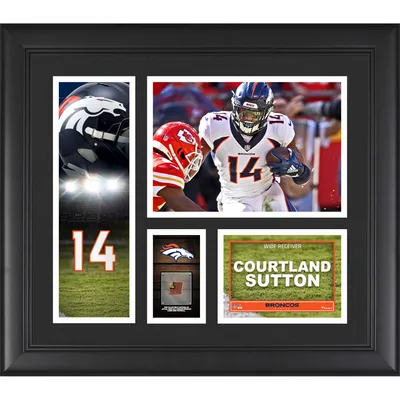 Courtland Sutton Denver Broncos Fanatics Authentic Framed 15" x 17" Player Collage with a Piece of Game-Used Ball