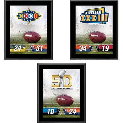 Ensemble de plaques de champion du Super Bowl sublimées Denver Broncos 10,5" x 13"