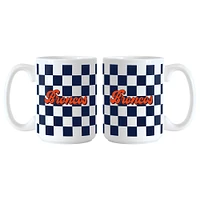 Denver Broncos 2-Pack 15oz. Checkered Wordmark Mug Set