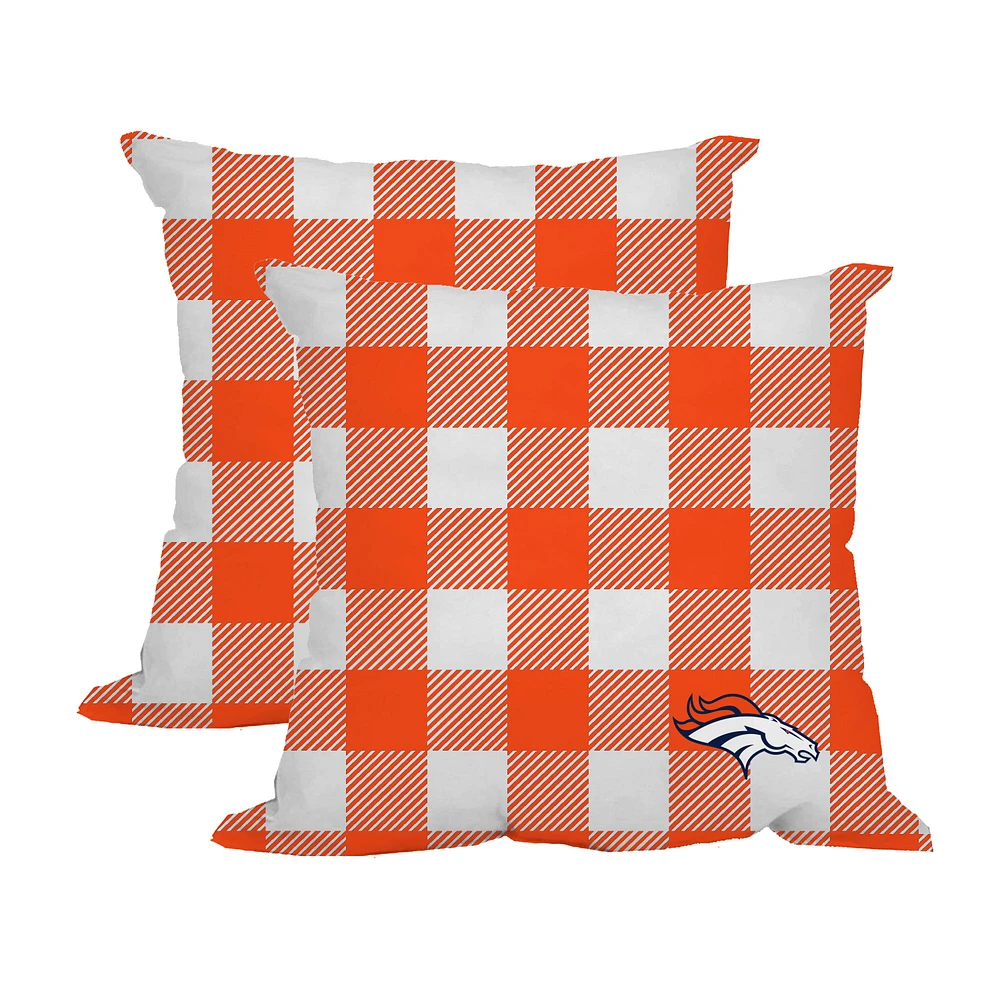 Denver Broncos 2-Pack Buffalo Check Plaid Outdoor Pillow Set