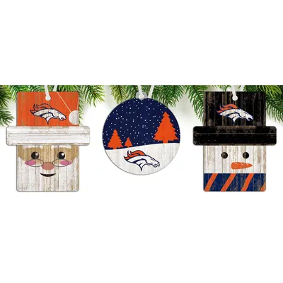 Denver Broncos 3-Pack Ornament Set