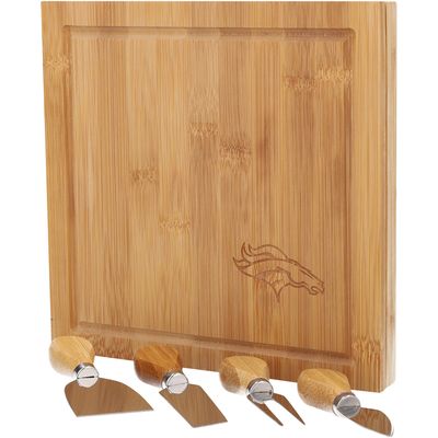 Denver Broncos Bamboo Cutting & Serving Board with Utensils Set