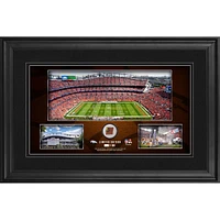 Collage panoramique de stade encadré des Broncos de Denver 10" x 18" avec ballon de football utilisé par le jeu - Édition limitée à 500 exemplaires