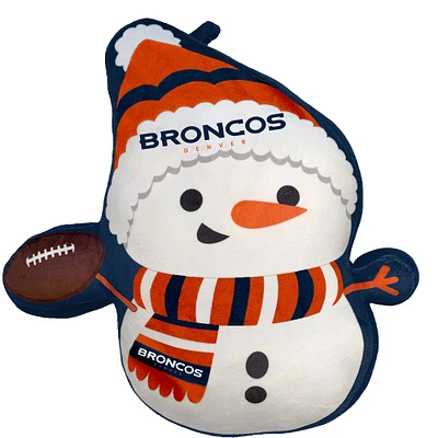 Oreiller en peluche Bonhomme de neige des Fêtes des Broncos de Denver