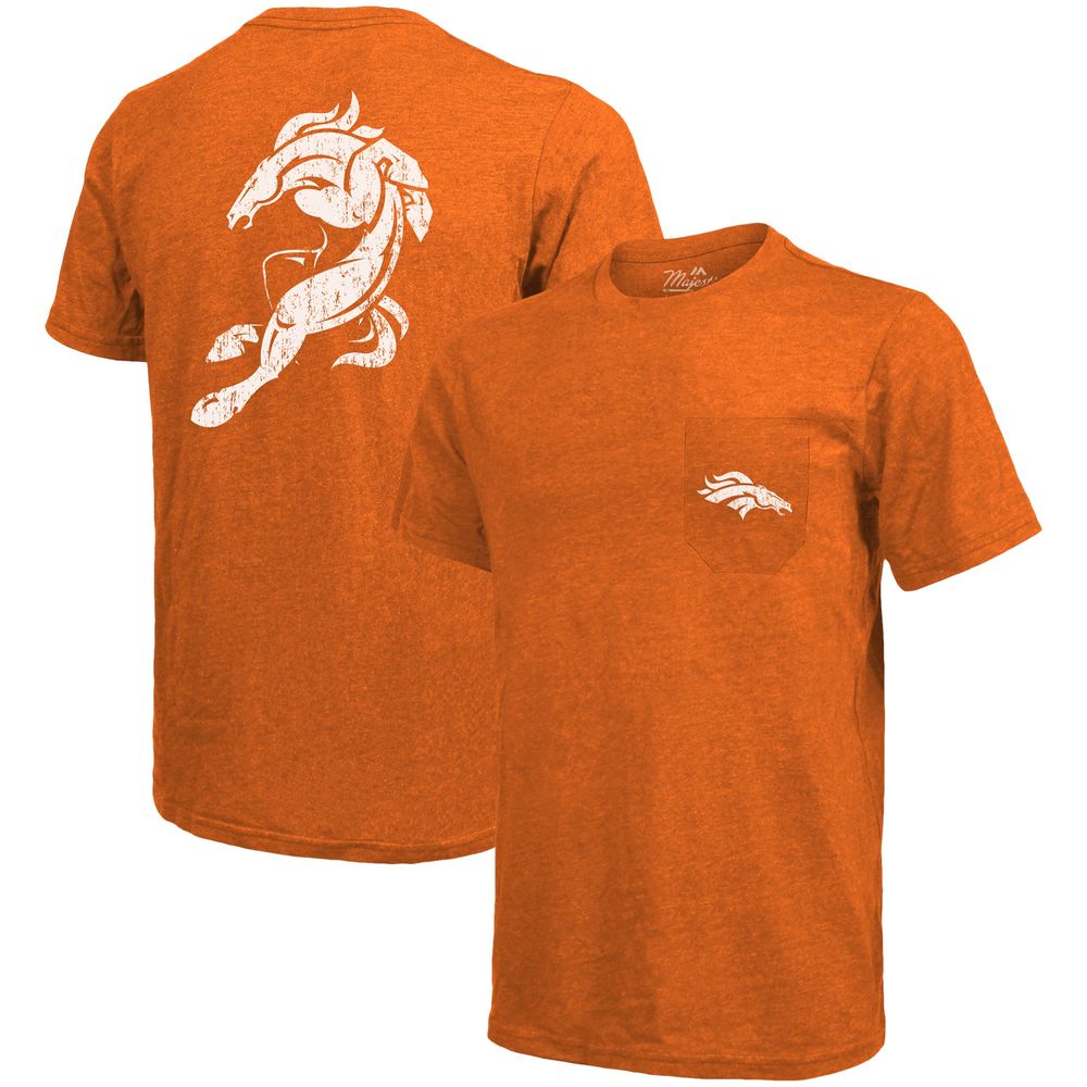 Majestic Threads Denver Broncos Majestic Threads Tri-Blend Pocket T-Shirt -  Orange