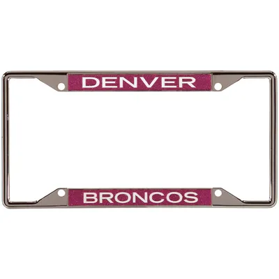 Denver Broncos Pink Glitter License Plate Frame with White Lettering