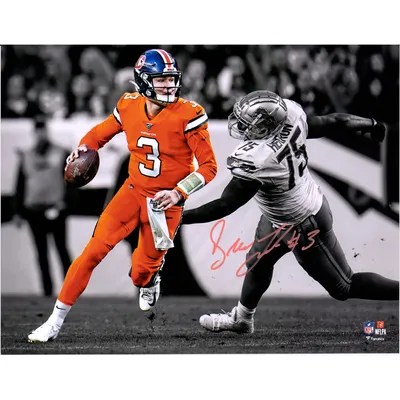 Russell Wilson Denver Broncos Autographed 11 x 14 Spotlight Photograph with Lets Ride Inscription - Limited Edition of 50