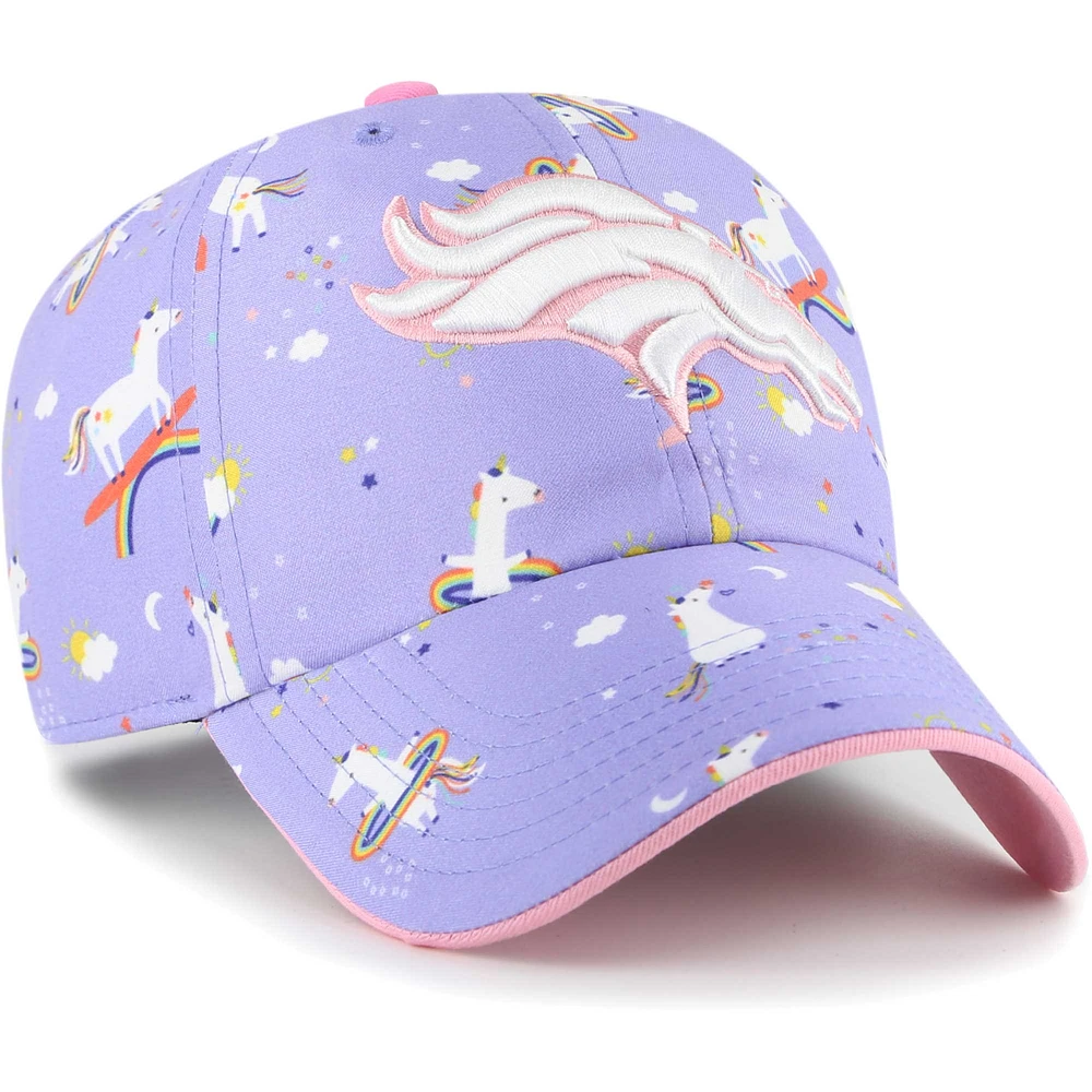 Bonnet réglable pour fille d'âge préscolaire '47 Lavande Denver Broncos Unicorn Clean Up