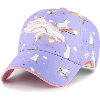 Bonnet réglable pour fille d'âge préscolaire '47 Lavande Denver Broncos Unicorn Clean Up