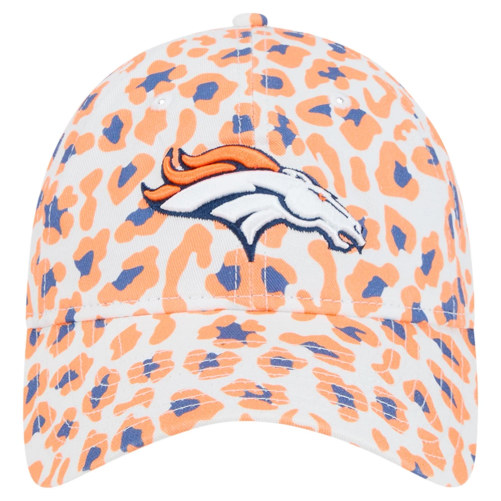 Girls Toddler New Era White Denver Broncos Active Leopard 9TWENTY Adjustable Hat