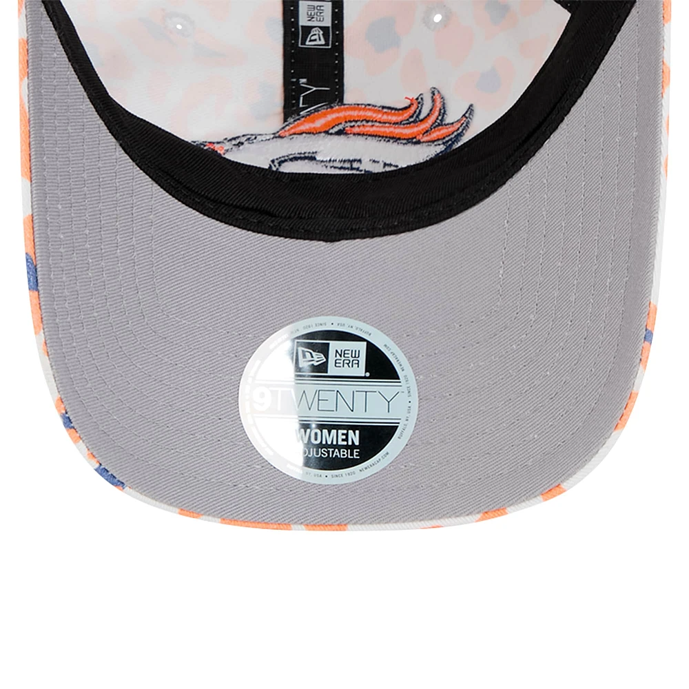 Girls Toddler New Era White Denver Broncos Active Leopard 9TWENTY Adjustable Hat