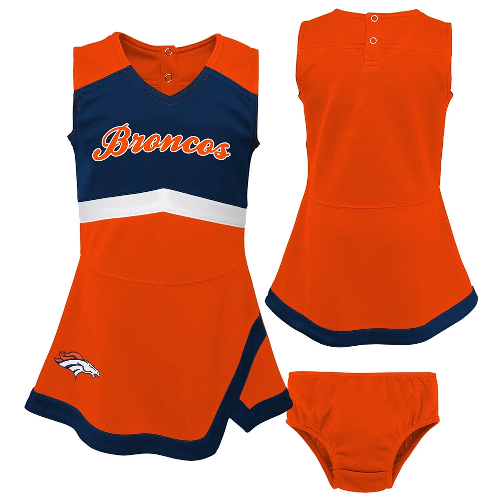 Robe Capitaine Cheer Captain des Broncos de Denver orange pour tout-petit avec bloomer