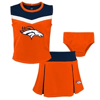 Ensemble deux pièces de pom-pom girl Spirit Cheer Orange des Broncos Denver pour tout-petit avec culotte bouffante