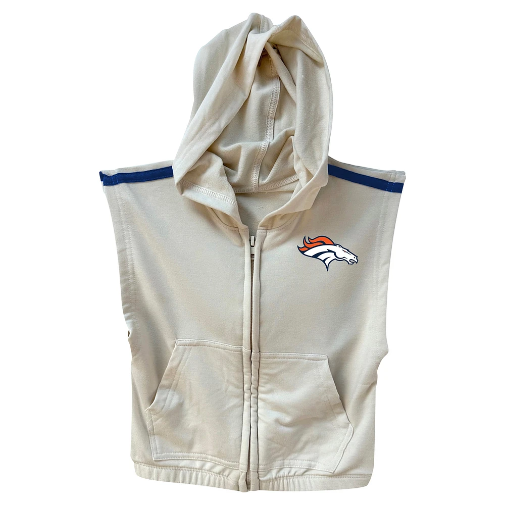 Ensemble sweat à capuche zippé sans manches et jupe trois niveaux pour filles Wes & Willy Orange/bleu marine Denver Broncos