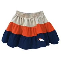 Ensemble sweat à capuche zippé sans manches et jupe trois niveaux pour filles Wes & Willy Orange/bleu marine Denver Broncos