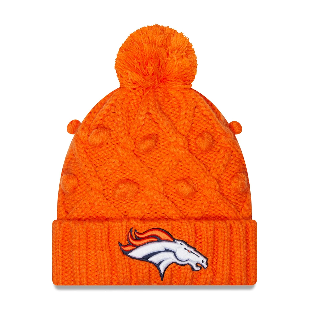 NWE BRONC ORNGE NFL Junior FILLES TOASTY CUFFED POM KNIT HATYTHGRL