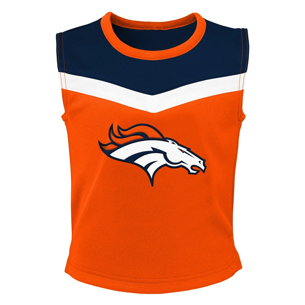 Ensemble de pom-pom girl orange Denver Broncos Spirit deux pièces pour fille