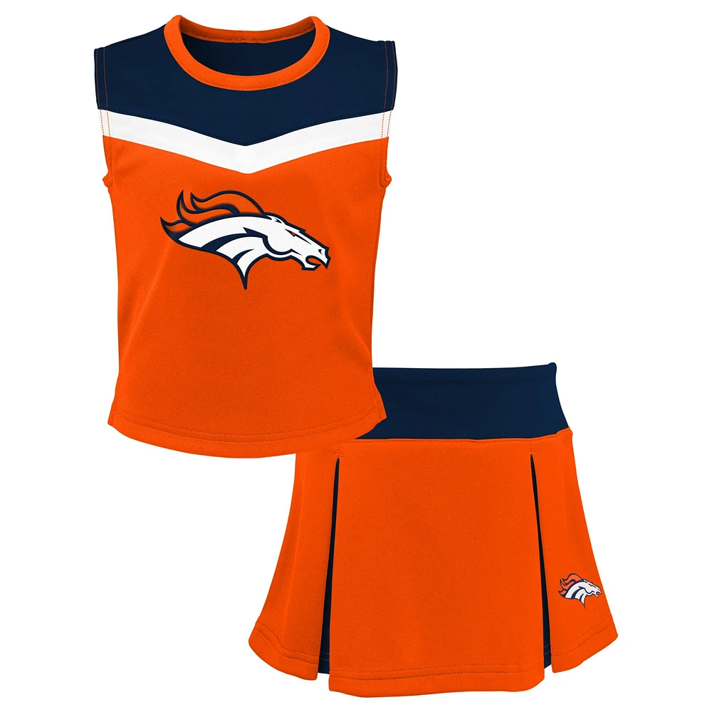 Ensemble de pom-pom girl orange Denver Broncos Spirit deux pièces pour fille