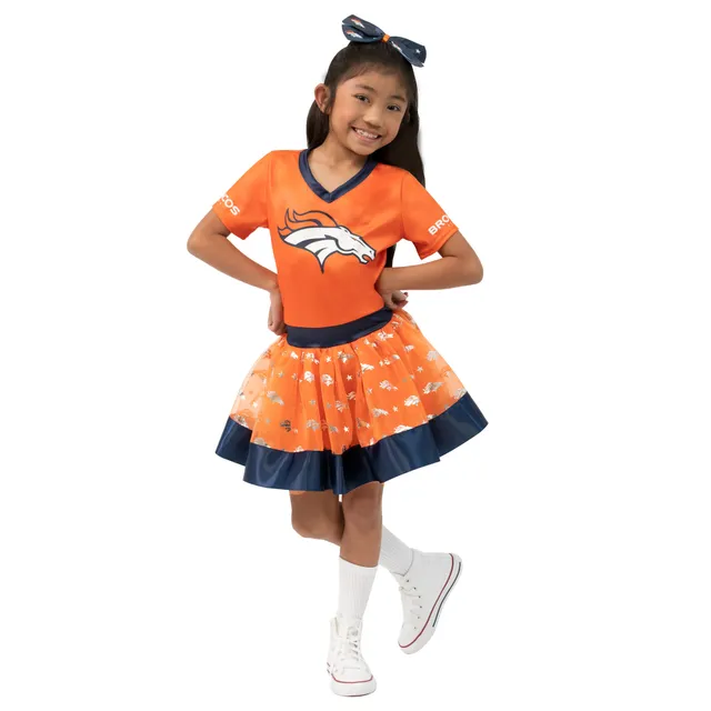 Girls Toddler Orange Denver Broncos Cheerleader T-Shirt Size: 2T