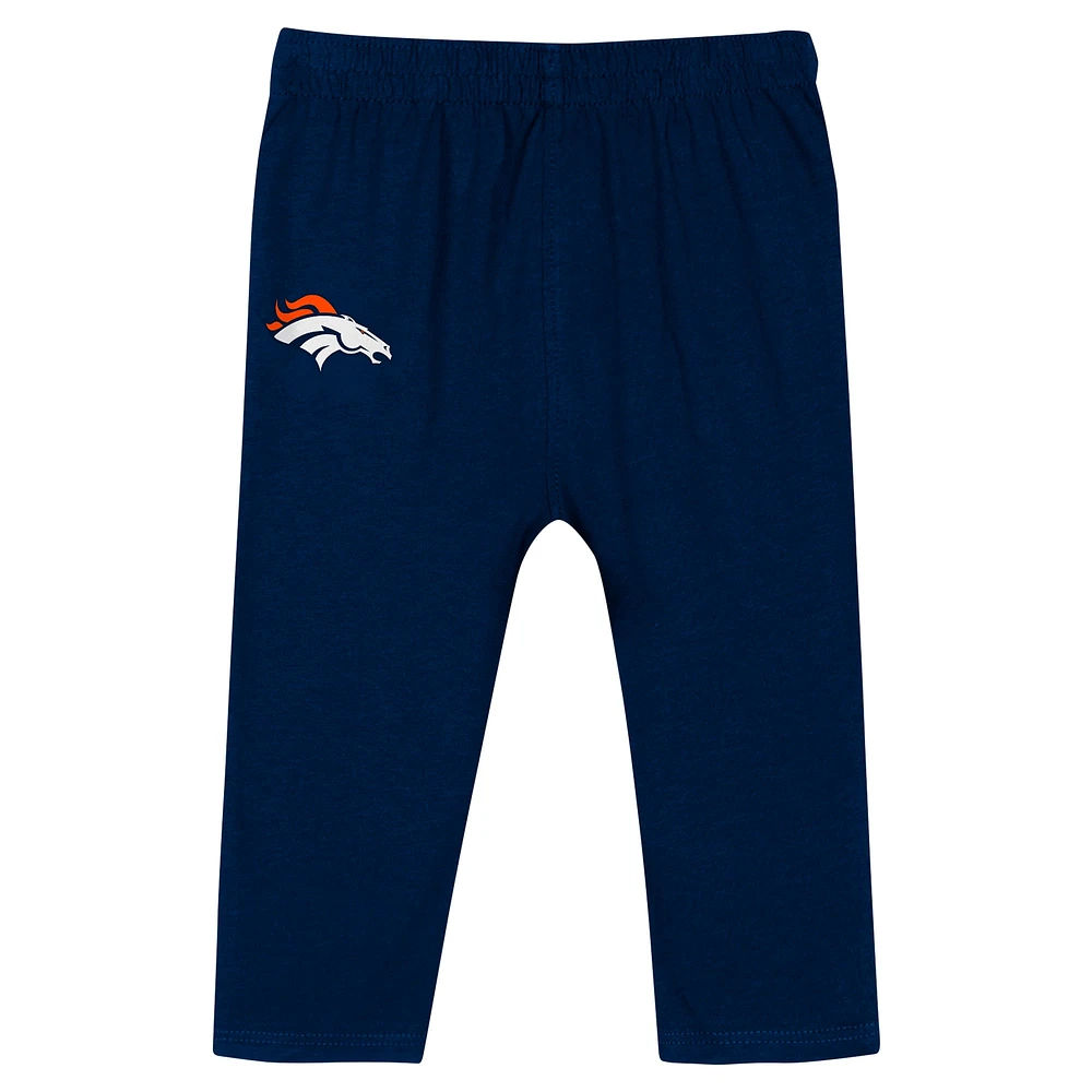 Infant Navy Denver Broncos Double Up Long Sleeve Bodysuit and Pants Set