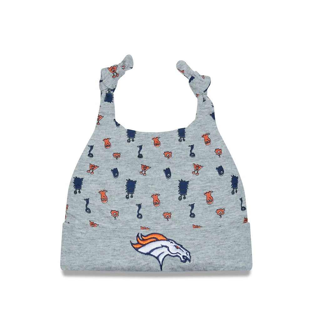 Bonnet en tricot à revers New Era gris chiné Denver Broncos Critter pour bébé