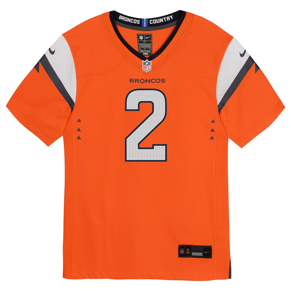 Maillot de jeu Nike Patrick Surtain II Orange Denver Broncos Mile High Collection pour bébé