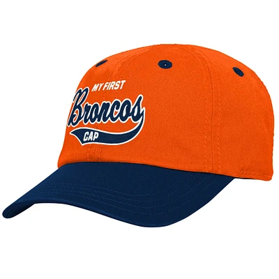 Casquette flexible My First Tail Sweep Slouch Flex des Denver Broncos pour bébé, orange/bleu marine