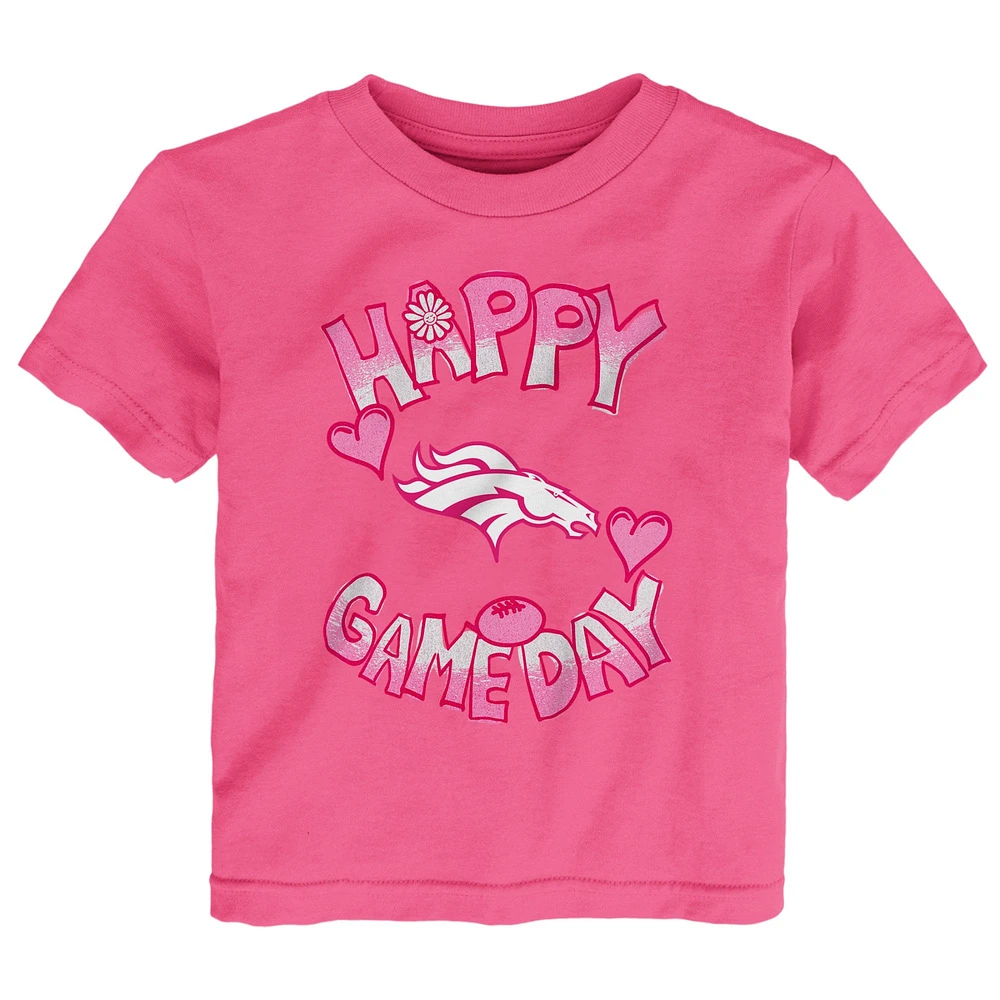 T-shirt rose pour bébé Denver Broncos Happy Gameday