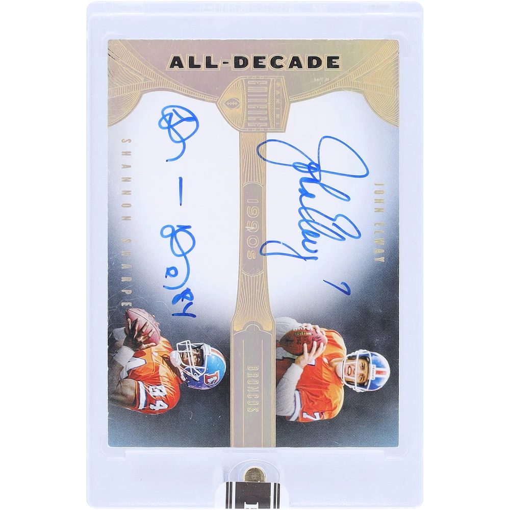 John Elway & Shannon Sharpe Denver Broncos Autographed 2021 Panini Eminence Dual Auto Black Box #ADA-ES #1/1 Card