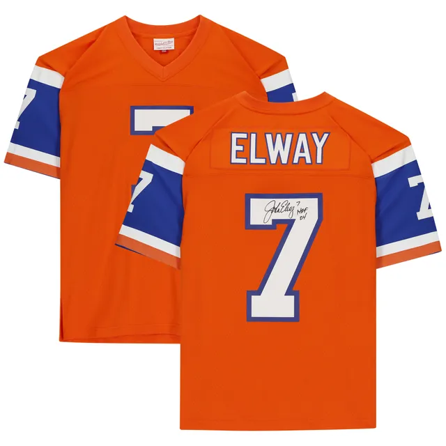 John Elway Denver Broncos Autographed Mitchell & Ness White Replica Jersey  with #7 Retired Inscription