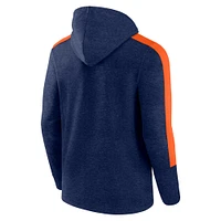 Sweat à capuche entièrement zippé Fanatics Heather Navy Denver Broncos Gains pour hommes