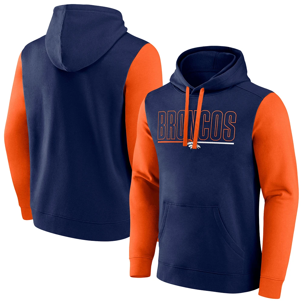 Sweat à capuche Fanatics bleu marine Denver Broncos Big & Tall Outline pour homme