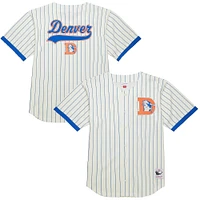 Chemise boutonnée en maille à logo vintage Final Seconds de Denver Broncos crème Mitchell & Ness pour homme