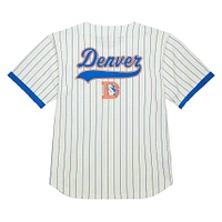 Chemise boutonnée en maille à logo vintage Final Seconds de Denver Broncos crème Mitchell & Ness pour homme