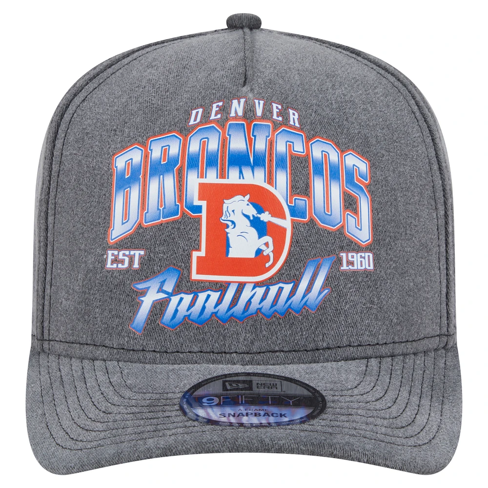 Men's New Era  Black Denver Broncos Throwback Washed A-Frame 9FIFTY Snapback Hat