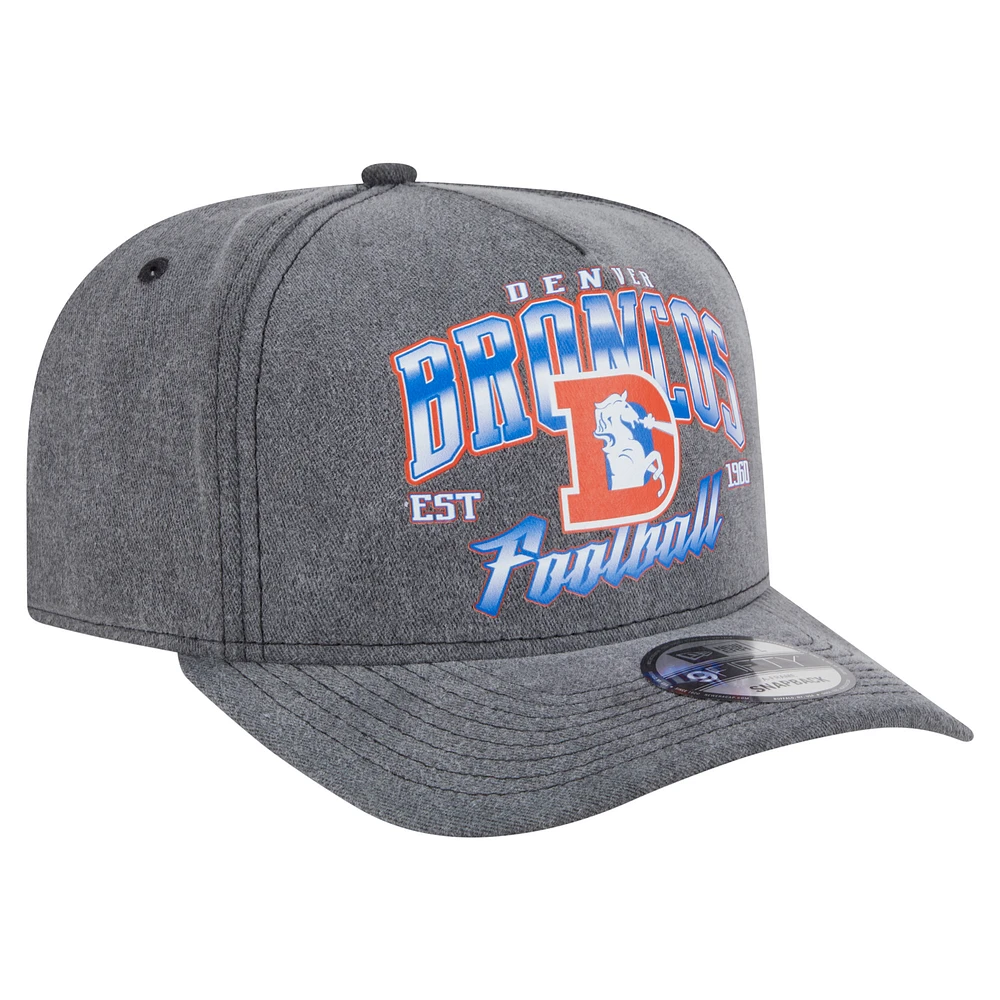 Men's New Era  Black Denver Broncos Throwback Washed A-Frame 9FIFTY Snapback Hat