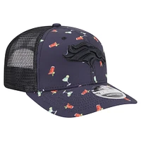 Men's New Era  Navy/Black Denver Broncos Adventure Drinks Pattern 9SEVENTY Stretch-Snap Hat