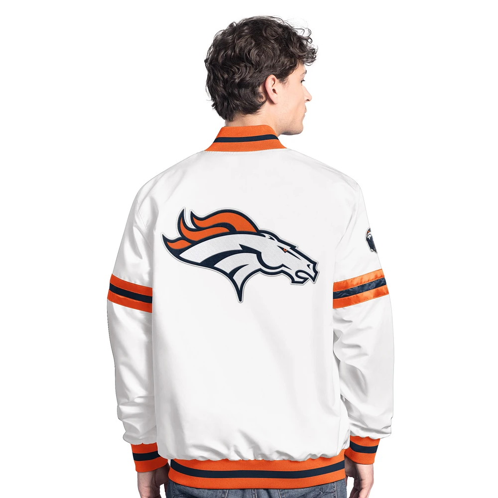 Men's Starter  White Denver Broncos Scout Full-Snap Varsity Jacket