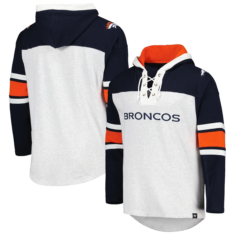 Chandail à capuchon lacets gris chiné pour hommes '47 Denver Broncos Gridiron