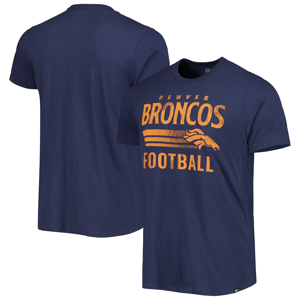 Men's '47 Navy Denver Broncos Wordmark Rider Franklin T-Shirt