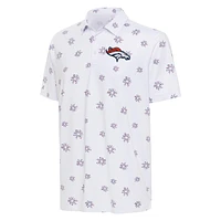 Polo blanc antigua pour homme avec feux d'artifice des Denver Broncos