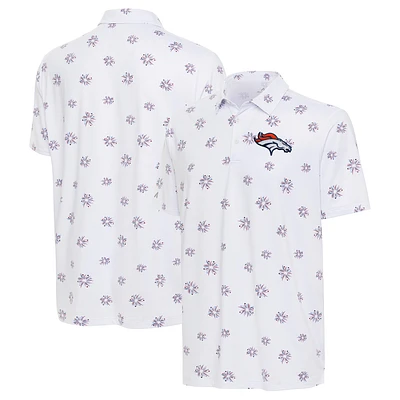 Polo blanc antigua pour homme avec feux d'artifice des Denver Broncos