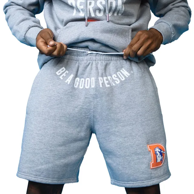 Lids Denver Broncos Be A Good Person Fleece Shorts - Heather Gray