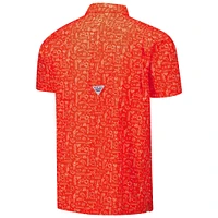 Men's Columbia PFG Orange Denver Broncos Super Slack Tide Omni-Wick Button-Up Shirt