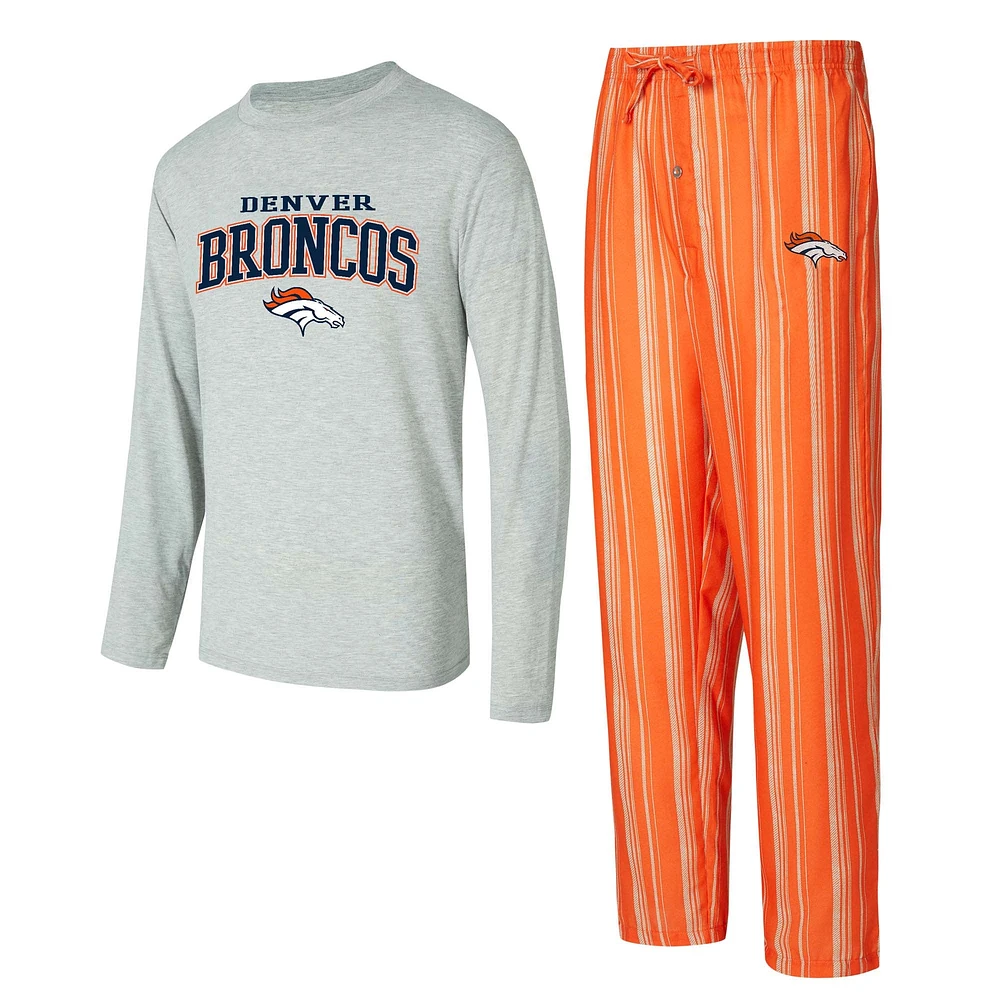 Ensemble de nuit pour homme Concepts Sport Denver Broncos Petition avec t-shirt à manches longues et pantalon