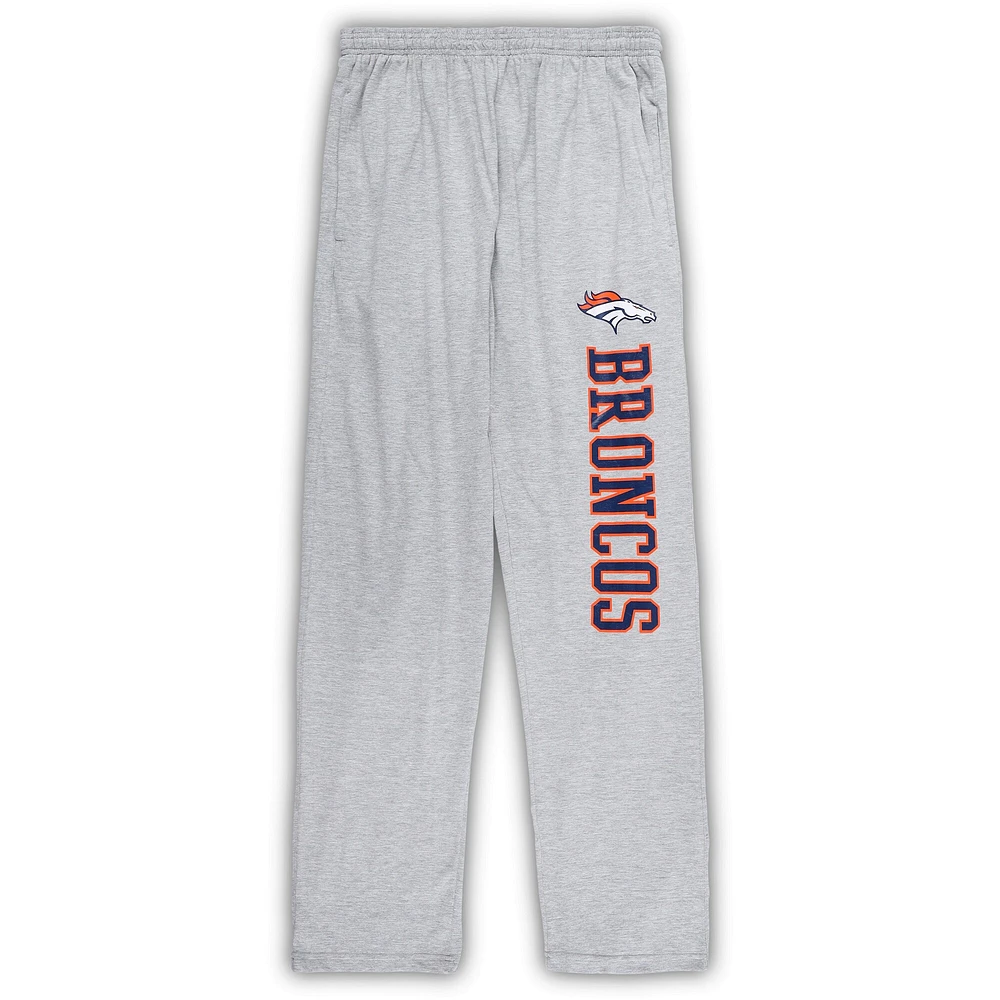 Men's Concepts Sport Navy/Heather Gray Denver Broncos Big & Tall T-Shirt Pajama Pants Sleep Set