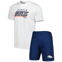 Men's Concepts Sport Navy/White Denver Broncos Downfield T-Shirt & Shorts Sleep Set